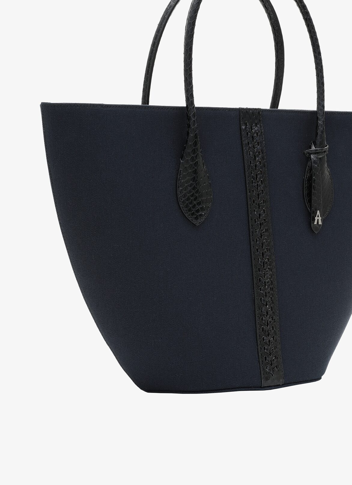 LATIFA SMALL CANVAS+ELAPHE TRESSE NIGHT/BLACK ALAÏA NIGHT/BLACK  LATIFA SMALL CANVAS+ELAPHE TRESSE NIGHT/BLACK